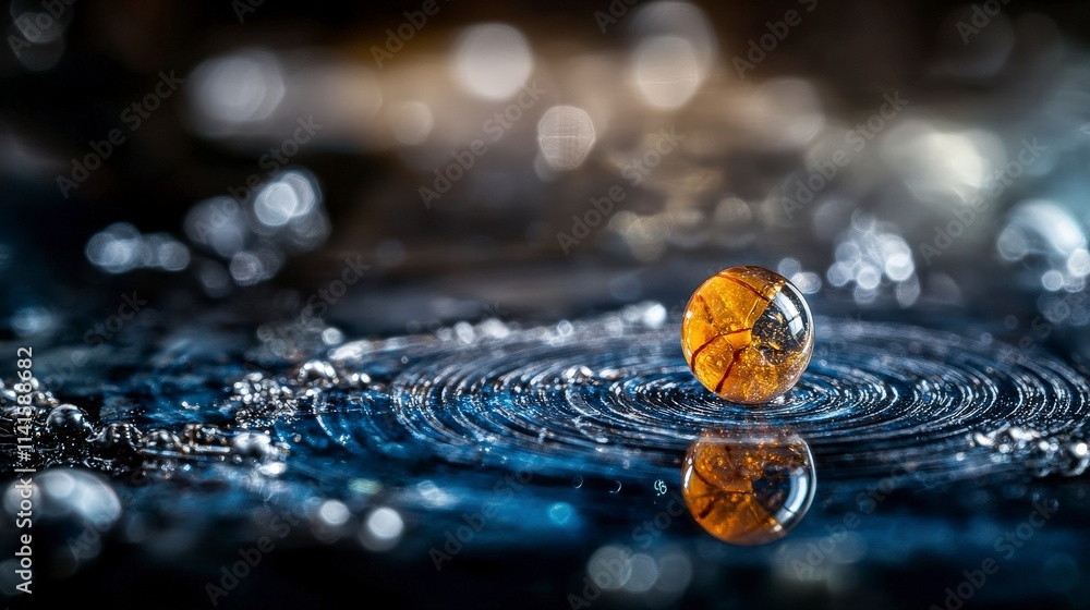 Leinwandbilder a slow-moving bead glides across infinite path water surface macro photography abstract environment 