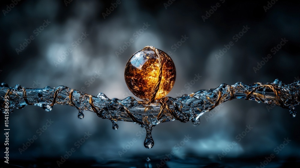 Poster bead gliding on water surface timeless journey macro photography tranquil environment close-up seren