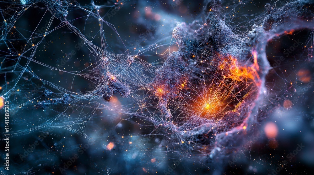 Leinwandbilder glowing strings connecting moments in time abstract space digital art cosmic environment close-up vi