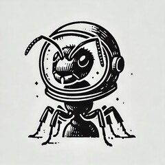 Fototapeta premium Cartoon ant in a space helmet.