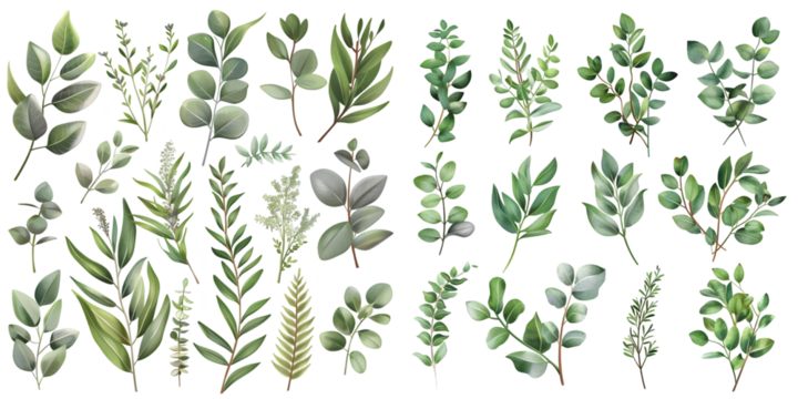 Herbal eucalyptus selection vector frame. Hand painted branches. Generative AI. - Powered by Adobe