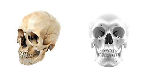 Human skull isolated on a white background. Generative AI.