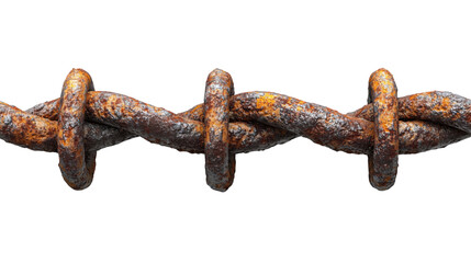 rusty barbed wire isolated on white background