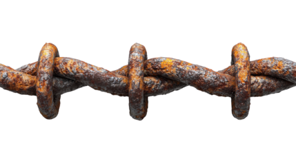 rusty barbed wire isolated on white background