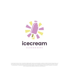 Bitten pink ice cream bars on a stick icon template