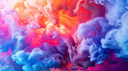 Obraz premium A vibrant swirl of colorful smoke or ink blending together in an abstract composition.