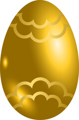 Golden egg cartoon illustration with beautiful wavy pattern, perfect for Easter.