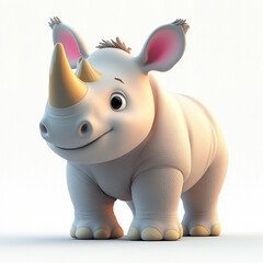 Fototapeta premium Cute 3D Rhinoceros Animated Character Illustration