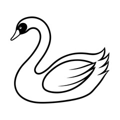  swan  line art vector with white background