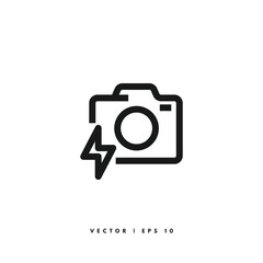 Camera Flash Icon. Editable Stroke