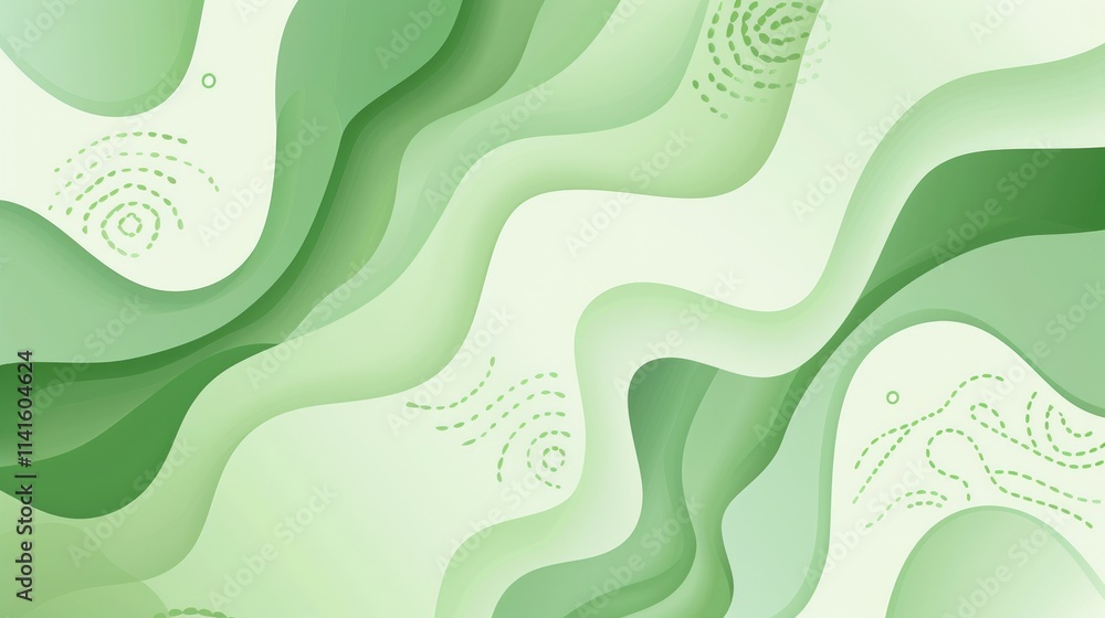 Poster abstract green wave design with smooth curves and subtle patterns.