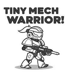 Tiny Mech Warrior Character with Gun in Stylized Cartoon Style for Creative Projects