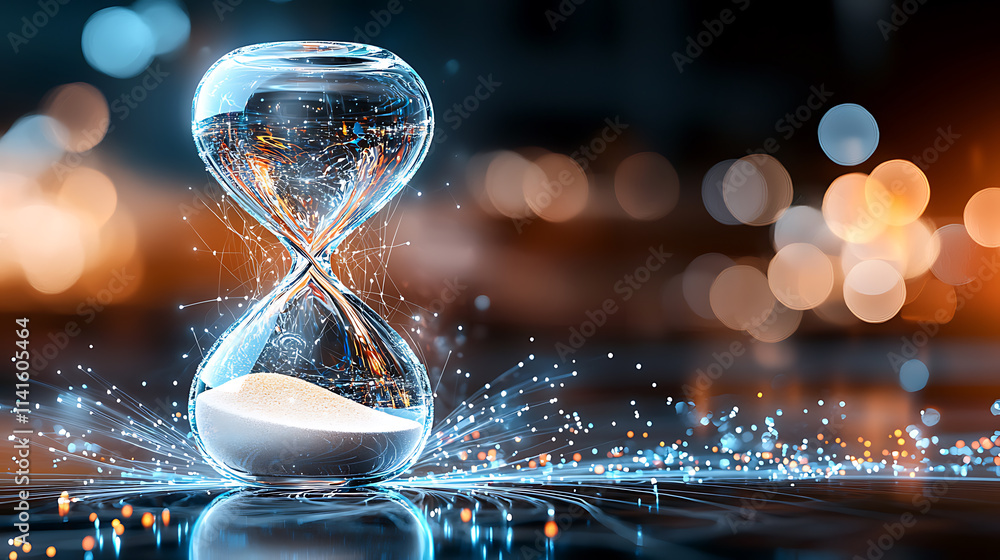 Poster dynamic hourglass capturing time studio setting digital art abstract background close-up viewpoint c
