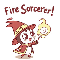 Whimsical Cartoon Character of a Charming Fire Sorcerer with Spellbinding Flame Effect