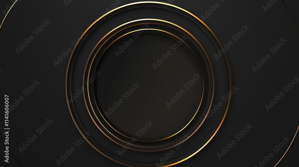 Aufkleber abstract design featuring concentric circles on a dark background with a metallic sheen.