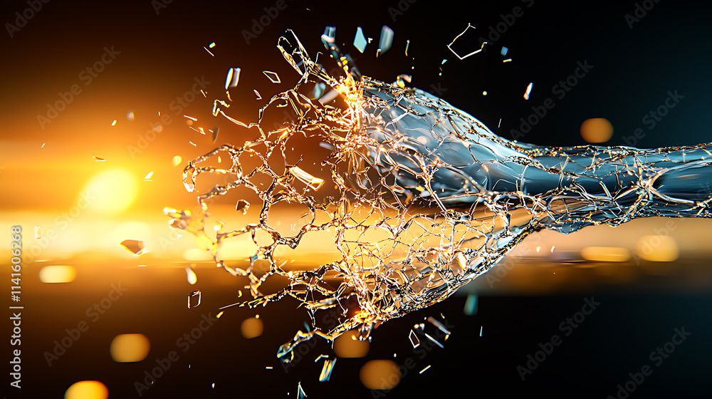 Poster dynamic water shatter action abstract studio digital art glowing environment close-up fluid motion c