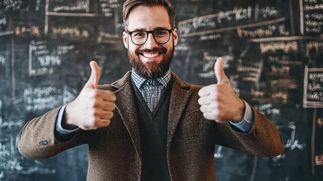Modern male teacher using conventional teaching methods 