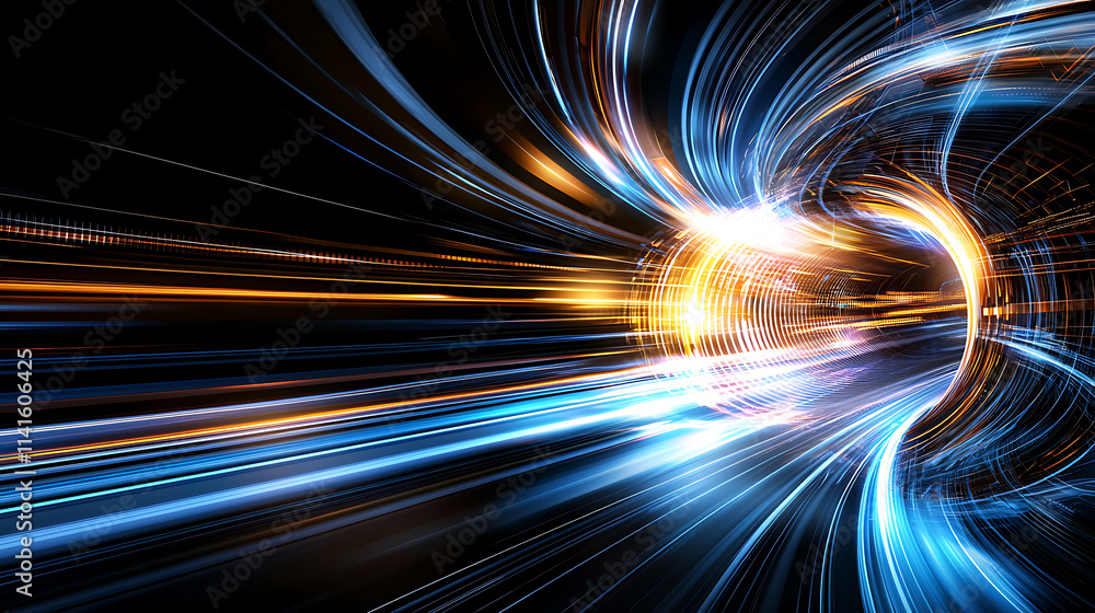 Poster dynamic light swirls representing motion and energy abstract concept digital art dark background wid
