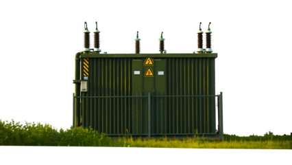 high voltage electric power supply isolated on white Background PNG.AI GENERATED