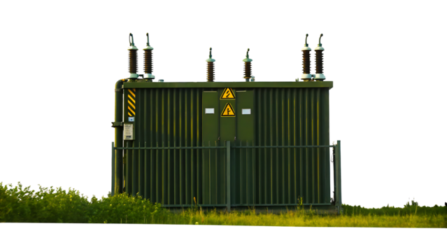 high voltage electric power supply isolated on white Background PNG.AI GENERATED