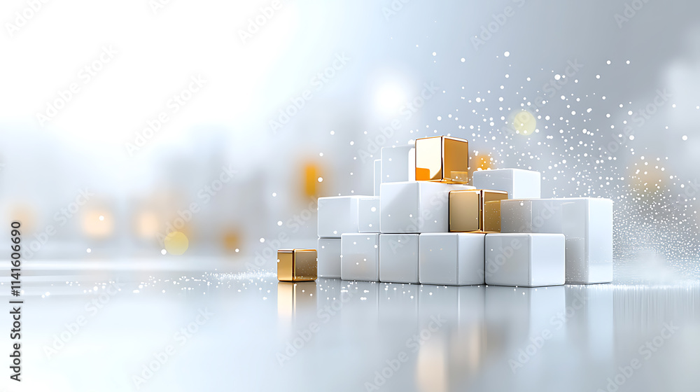 Poster dynamic 3d cube arrangement modern studio digital art minimalist style close-up visual innovation