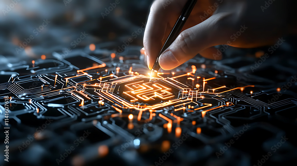 Poster innovative technology creation digital workspace high-resolution image futuristic environment close-