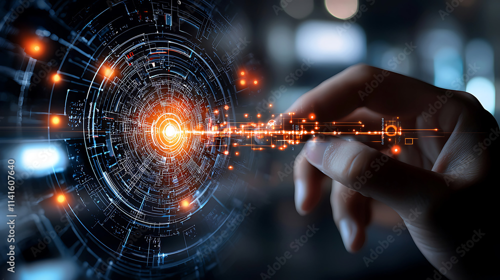 Aufkleber futuristic technology interaction digital lab visual art cyber environment close-up viewpoint concep