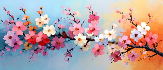 Vibrant flora with blooming blossoms, spring, blossom, flora