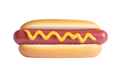Delicious Hot Dog with Mustard isolated on transparent background. PNG file, cut out