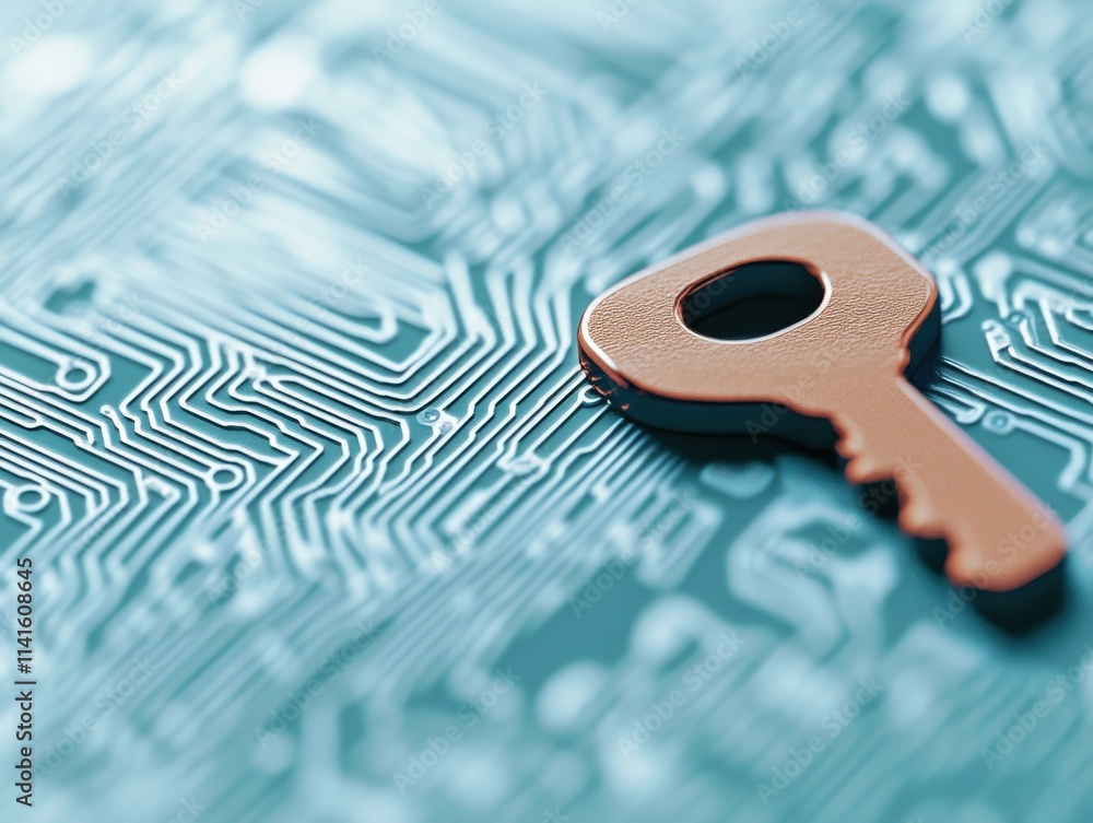 Poster unlocking digital security key circuit board tech environment macro perspective