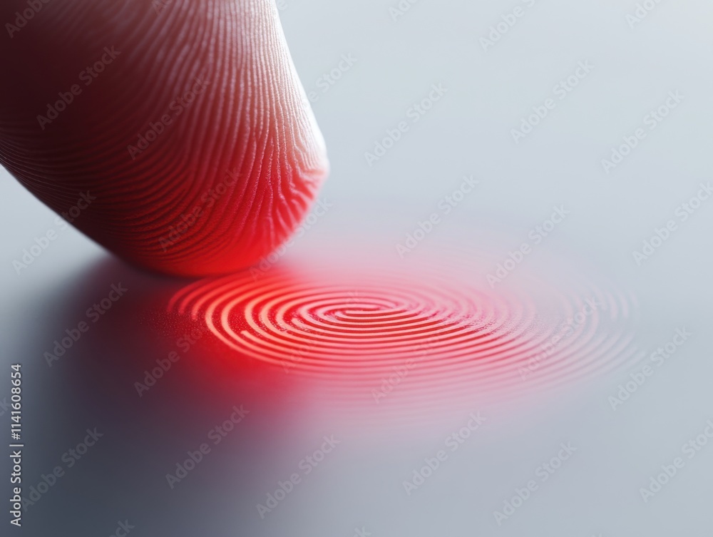 Poster fingerprint authentication process digital workspace technology close-up innovative security