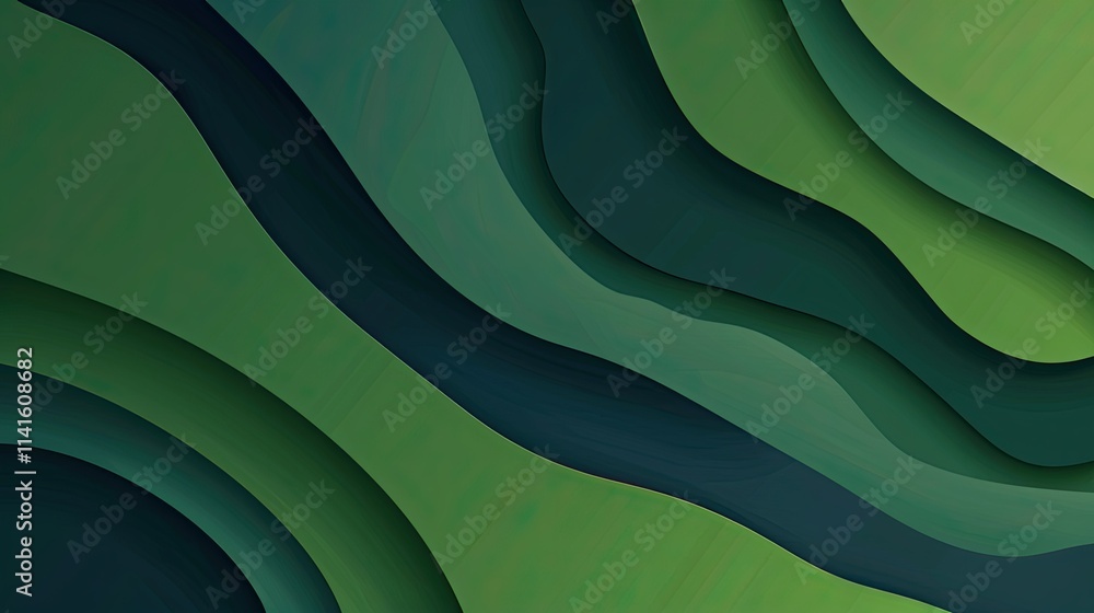 Aufkleber abstract design featuring layered green waves, creating a soothing visual effect.