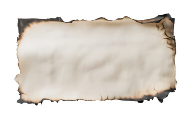 Burnt Edges on a Piece of Old Parchment Paper isolated on transparent background. PNG file, cut out 