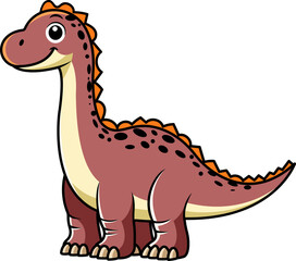 Funny Brontosaurus Dinosaur Cartoon Character Illustration