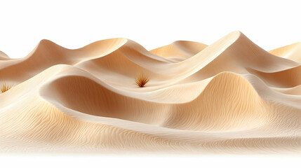Fototapeta premium Desert Dunes Landscape, Sahara Sand Waves, White Background, Travel Brochure Design.