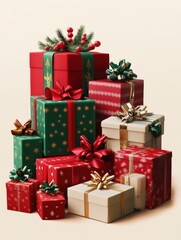 Obraz premium Pile of Christmas presents and gift boxes