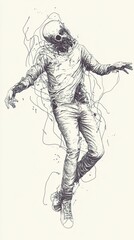 Disintegration: A Surreal Ink Drawing of the Human Soul