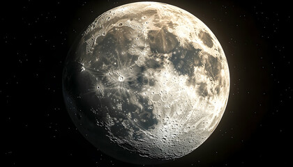 Naklejka premium Gibbous Moon Space Background, Night Sky, Celestial Body, Astronomy Image.