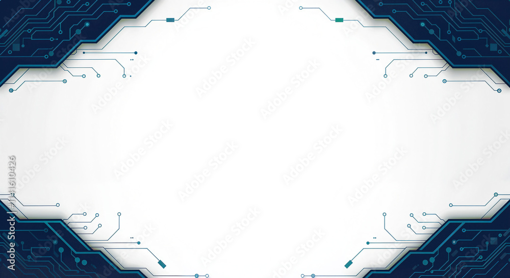 Poster abstract white background with blue geometric tech shapes and lines with empty space for text . gene
