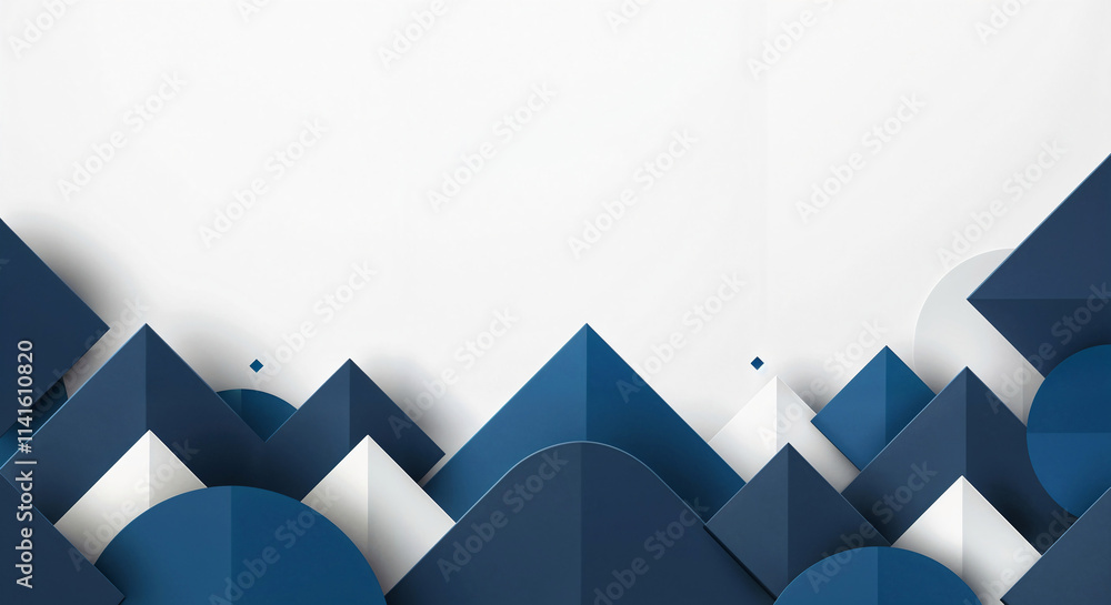 Poster abstract white background with blue geometric tech shapes and lines with empty space for text . gene