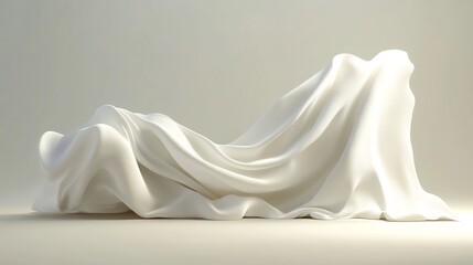 Flowing White Cloth Draped Abstract Form