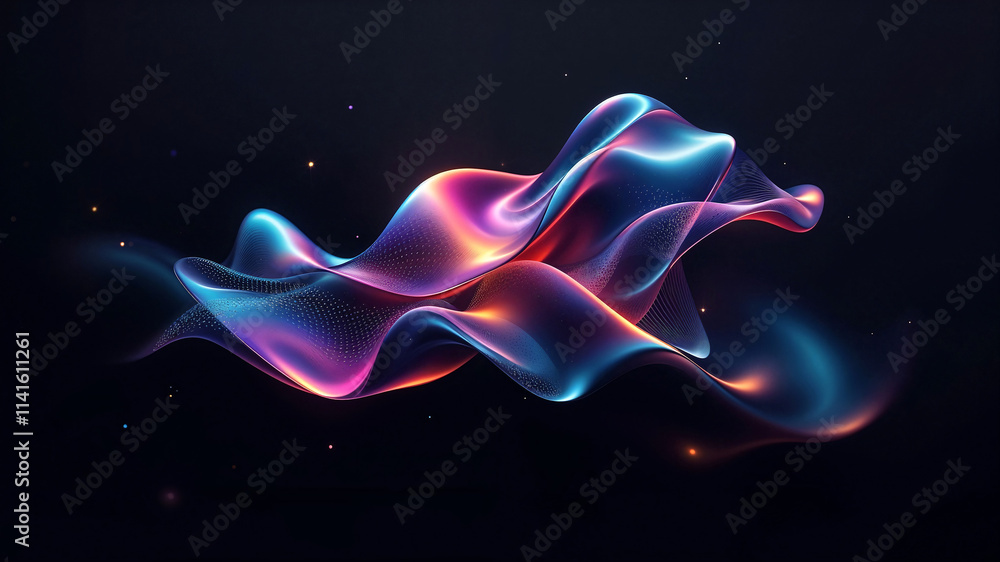 Poster abstract dark background with holographic shape . generative ai