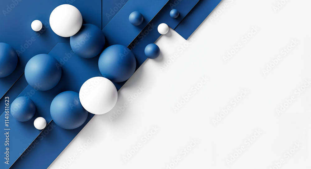Poster abstract white background with blue geometric tech shapes and lines with empty space for text . gene