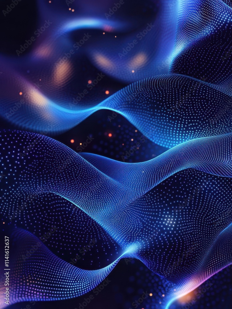 Poster dark blue abstract shiny bokeh particles banner design. vector background