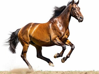 Obraz premium Brown Horse Galloping in White Background