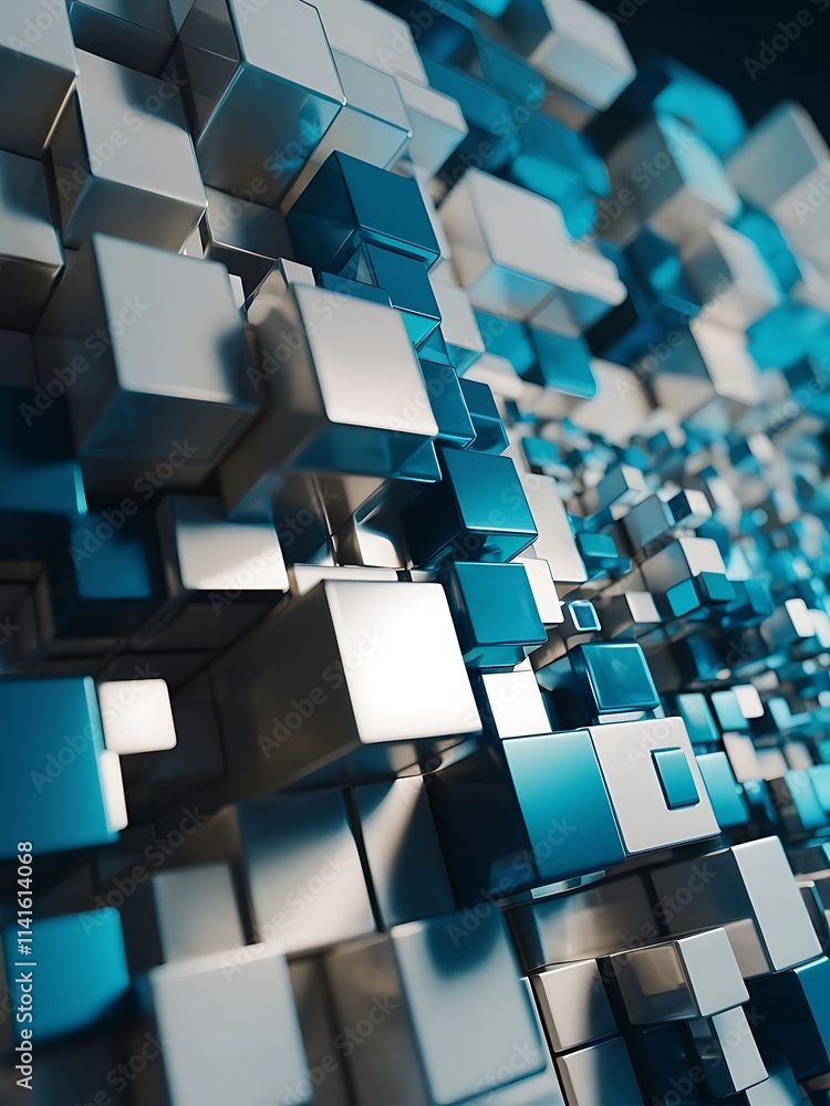 Poster abstract background 3d cubes cubic elements and blocks techno or business concept for wallpaper bann