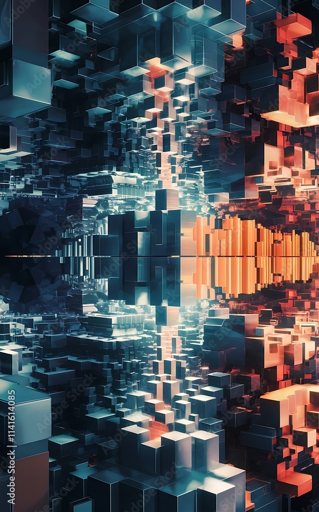 Poster abstract background 3d cubes cubic elements and blocks techno or business concept for wallpaper bann