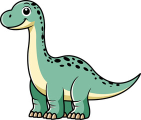 Funny Brontosaurus Dinosaur Cartoon Character Illustration © Adam Vector Station