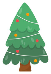 Christmas tree cartoon icon isolated on white background.