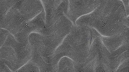 Wavy black and white lines creating an optical illusion of depth and movement